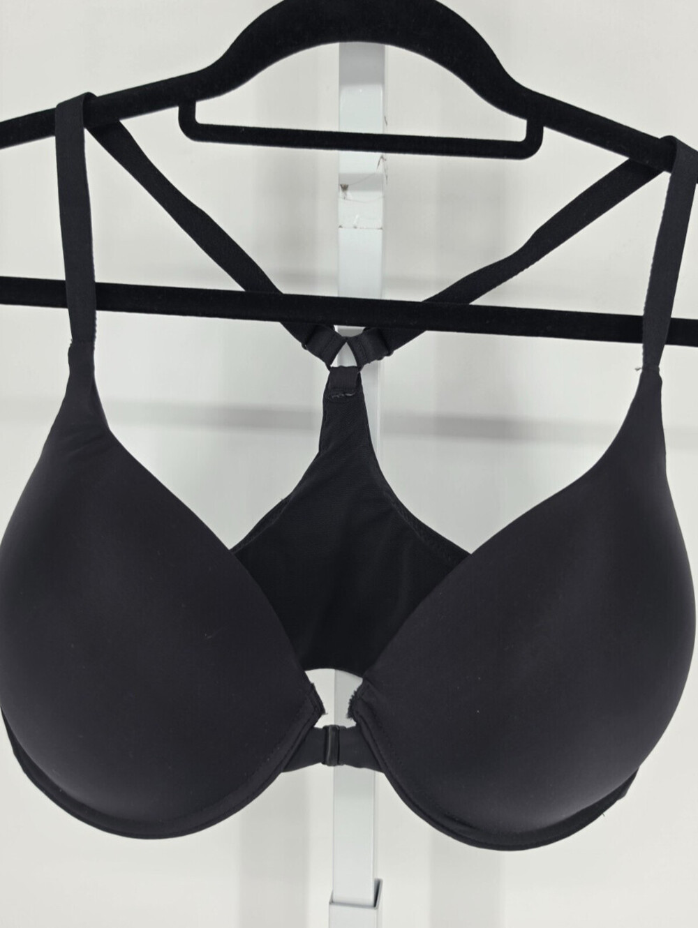 Gilligan & Omalley Womens Sz 38D Front Clasp Racerback T Shirt Bra Black